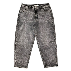 Rebecca Minkoff NWOT Acid Washed Blk Darted Barrel Leg Jeans Studded 14 Hi-Rise